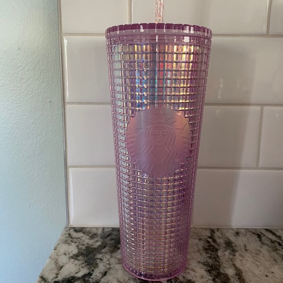 Starbucks Pink Iridescent Grid Holiday Tumbler - Picture 1 of 3